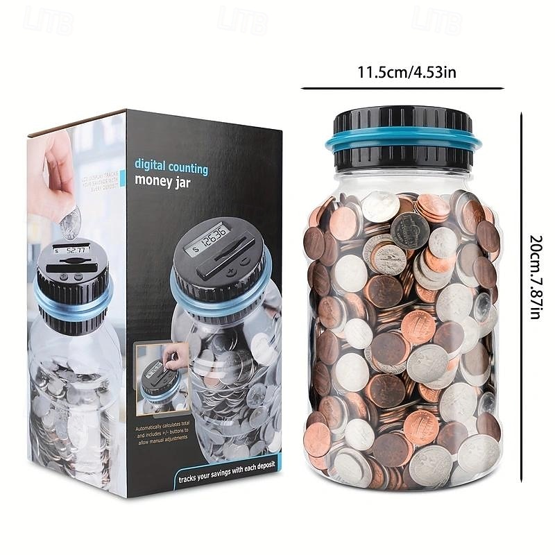 Digital Counting Money Jar 800 Coin Capacity, Perfect Kids Piggy Bank Powered By Batteries (Not Included), Fits All US Coins! Halloween/Thanksgiving Day/Christmas Gift2
