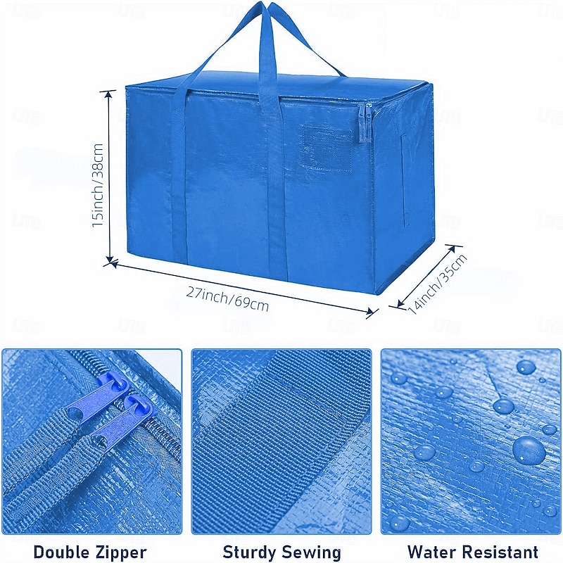 24 Gallon Extra Large Heavy Duty Foldable Moving Bags with Zipper And Stronger Handle, Can Be Carried And Moved, Foldable, Suitable For Moving, Traveling, Dormitory Storage, Waterproof Material2
