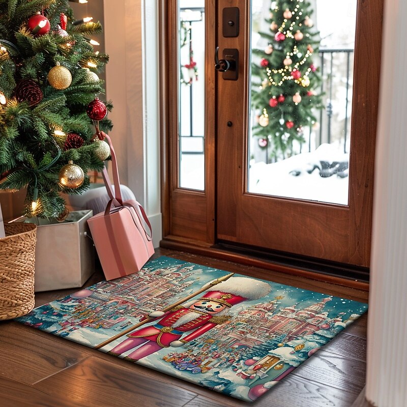 Christmas Decoration Doormat Xmas Nutcracker Kitchen Mat Floor Mat Non-Slip Area Rug Oil Proof Rug Indoor Outdoor Mat Bedroom Decor Bathroom Mat Entrance Rug3