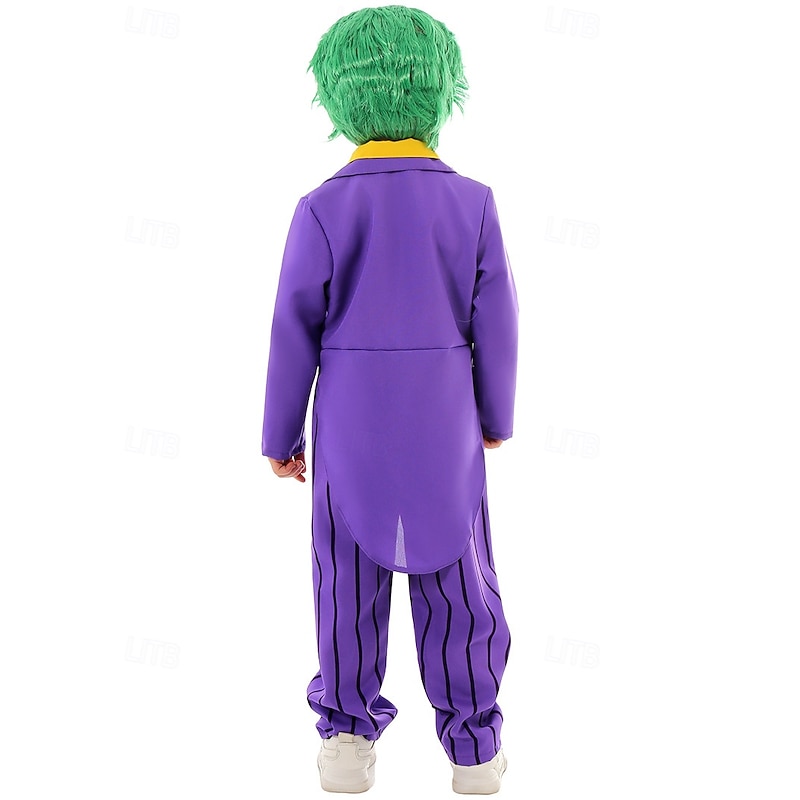Joker Clown Halloween Outfits Cosplay Wigs Suicide Squad Cosplay Costume Kid's Boys' Carnival Masquerade Party / Evening Easy Halloween Costumes Dress Up3