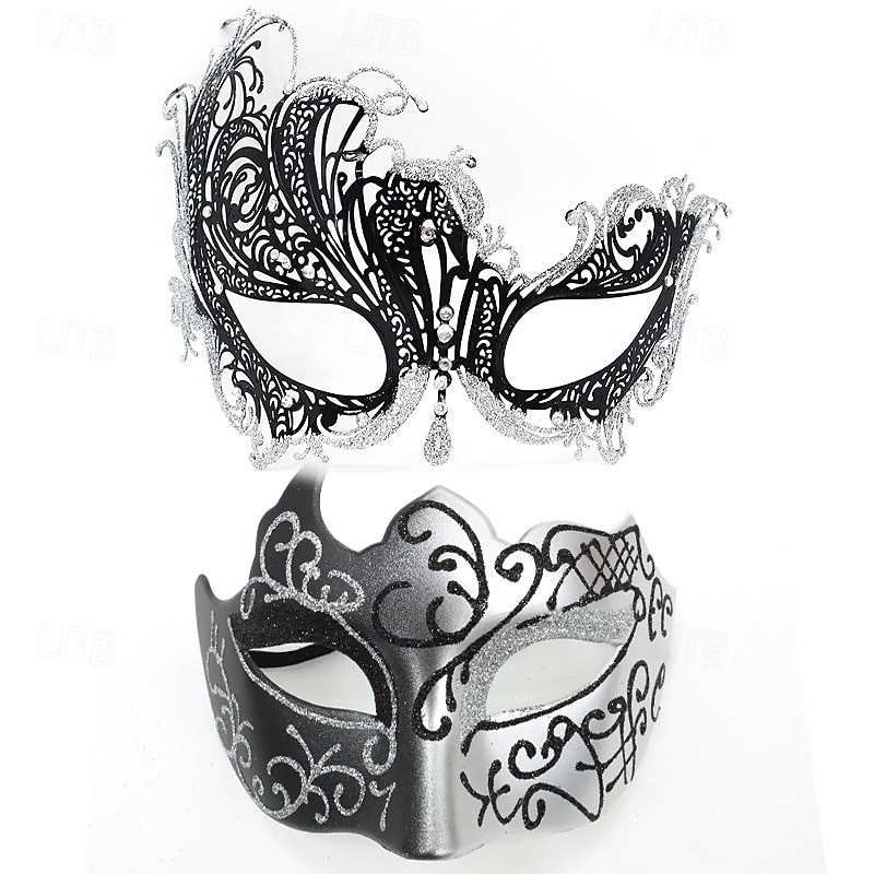 Roman Couples Mask Venetian Mask Adults Women's Metal Finish Sexy Costume Party Masquerade Halloween Carnival Mardi Gras Easy Carnival Costume3
