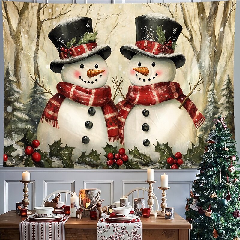 Christmas Decorations Snow Couple Hanging Tapestry Wall Art Large Tapestry Mural Decor Photograph Backdrop Blanket Curtain Home Bedroom Living Room Decoration