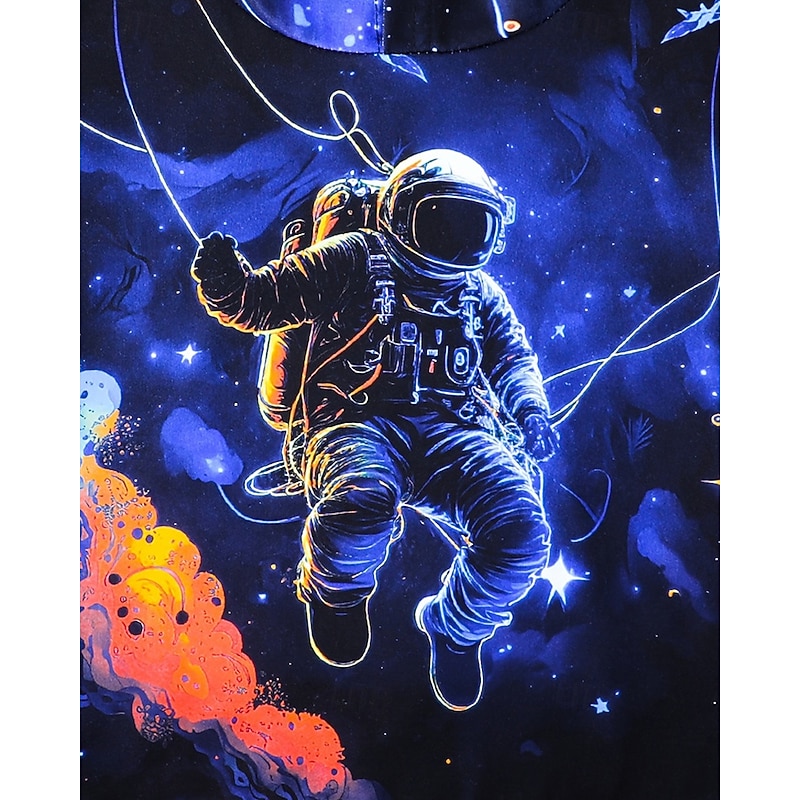 Boys 3D Graphic Astronaut Sports Suit Hoodie Set Tracksuits Long Sleeve Spring Fall Daily Casual Tights Kids 4-12 Years Hooded Outdoor Vacation Sports Tailored Fit4