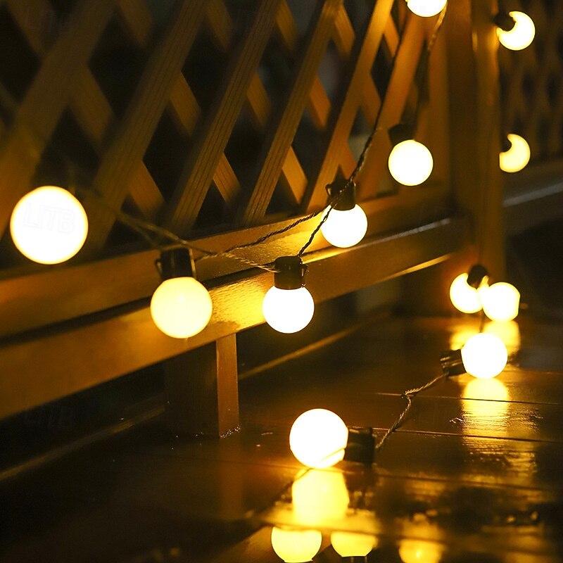 Solar LED Bulb String Lights 5M 20LED 8 Modes Christmas Garland Light Outdoor Waterproof New Year Wedding Garden Party Christmas Home Balcony Holiday Camping Decoration4