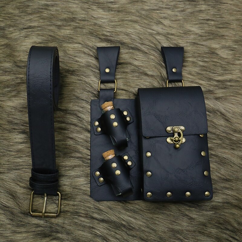 Retro Vintage Medieval Renaissance Waist Belt Belt Pouch Magic Bottle Fancy Dress Men's Women's Celtic Viking Fantasy Halloween Carnival Party LARP Ren Faire Adults' Waist Belt4