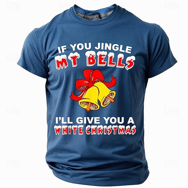 Christmas Men's Funny Christmas 3D T-shirts Jingle Bell Casual 3D Print Party Holiday Red Blue Crew Neck 3D Print Spring & Summer Designer shirt
