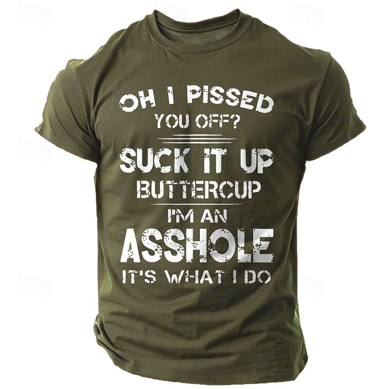 Men's Letter Printed Funny T Shirt Tee Top 100% Cotton Short Sleeve Graphic Shirt Black Wine Army Green Comfortable Tee Street Sports Outdoor Fashion Designer Clothing2