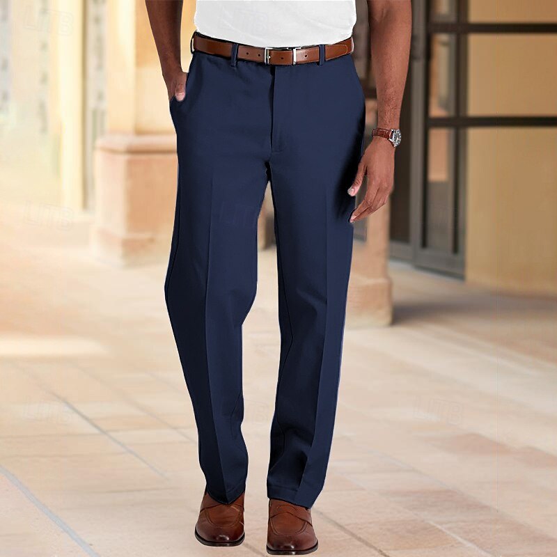 Men's Dress Pants Tapered pants Trousers Suit Pants Pocket Plain Comfort Soft Full Length Wedding Business Casual Fashion Streetwear Black White4