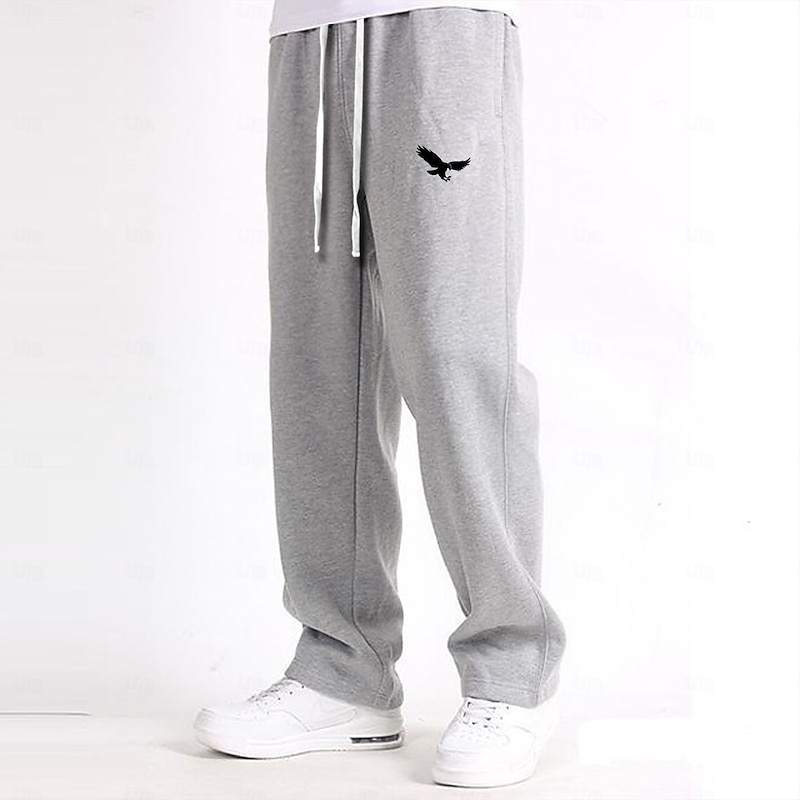 Men's Eagle Joggers Thermal Pants Fleece Sweatpants Drawstring Elastic Waist Casual Dailywear Pocket Straight Leg Trousers Winter 3D Print Black Dark Blue Gray2