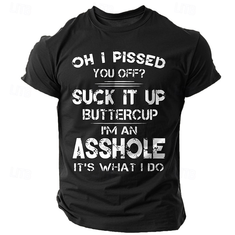 Men's Letter Printed Funny T Shirt Tee Top 100% Cotton Short Sleeve Graphic Shirt Black Wine Army Green Comfortable Tee Street Sports Outdoor Fashion Designer Clothing