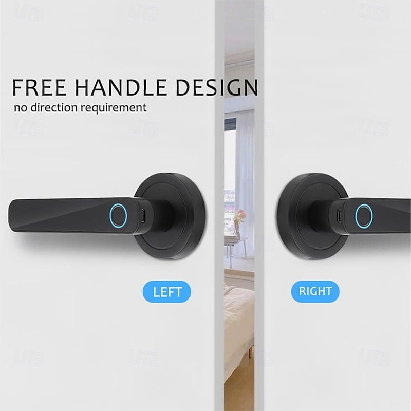 Smart Fingerprint Door Lock Keyless Entry Biometric Door Lock with Handle Set Support Key Unlock Intelligent Tuya App Control4