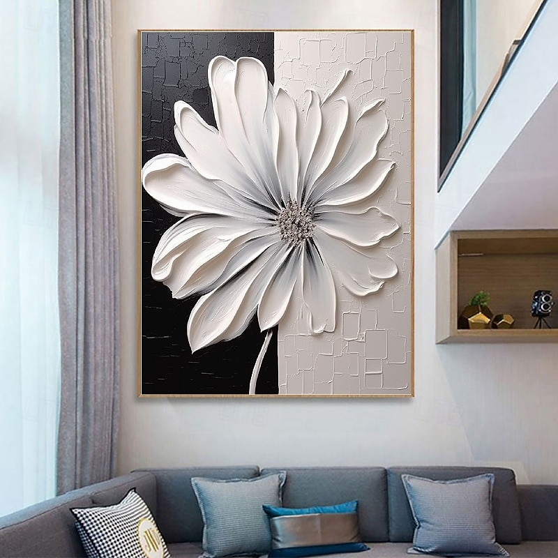3D flower oil painting handpainted 3D Floral Painting handmade Palette Knife flowers oil painting Large 3D white Textured Painting Modern Decorative Paintings Impressionism Abstract white oil painting4