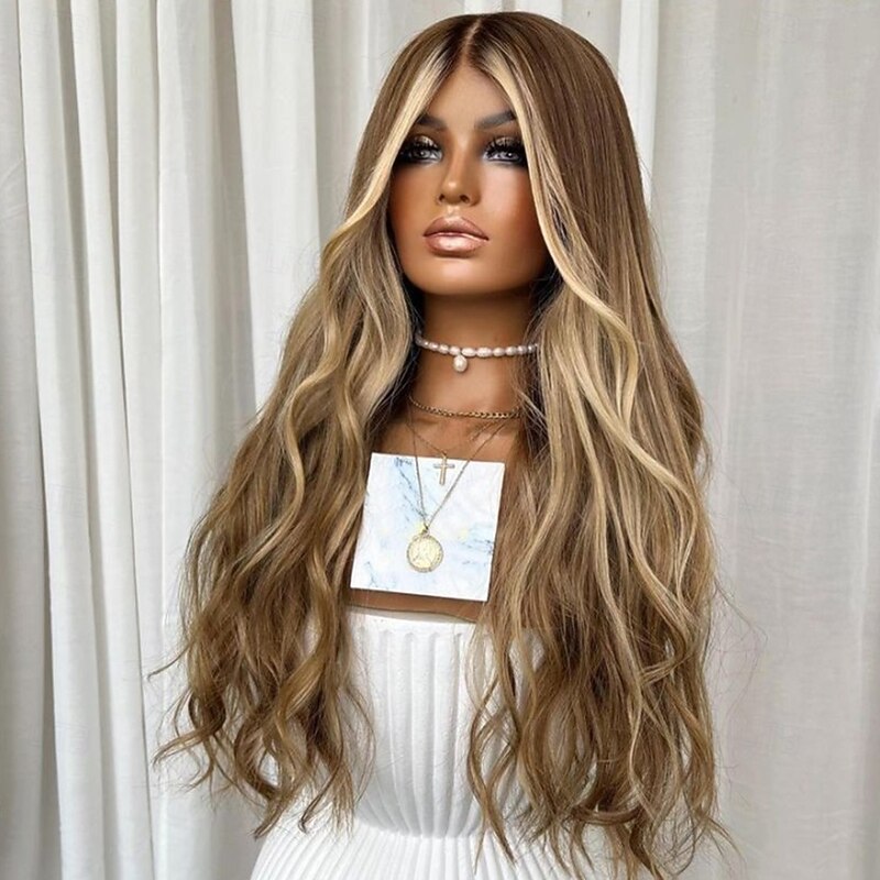 Unprocessed Virgin Hair 13x4 Lace Front Wig Free Part Brazilian Hair Wavy Multi-color Wig 130% 150% Density Highlighted / Balayage Hair 100% Virgin Glueless For Women Long Human Hair Lace Wig4