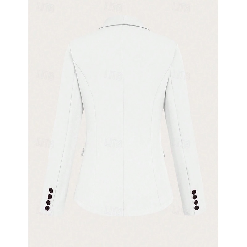 Women's Shrugs Solid Color Elegant Long Sleeve Shirt Collar Work Daily Pocket White Spring Fall Winter2