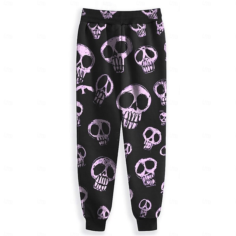 Halloween Men's Cool Skulls Halloween Costumes Sweatpants Joggers Pants Trousers Mid Waist Drawstring Elastic Waist Dark Party Evening Wear Dailywear Pocket Spring Fall Winter 3D Print Light Green3