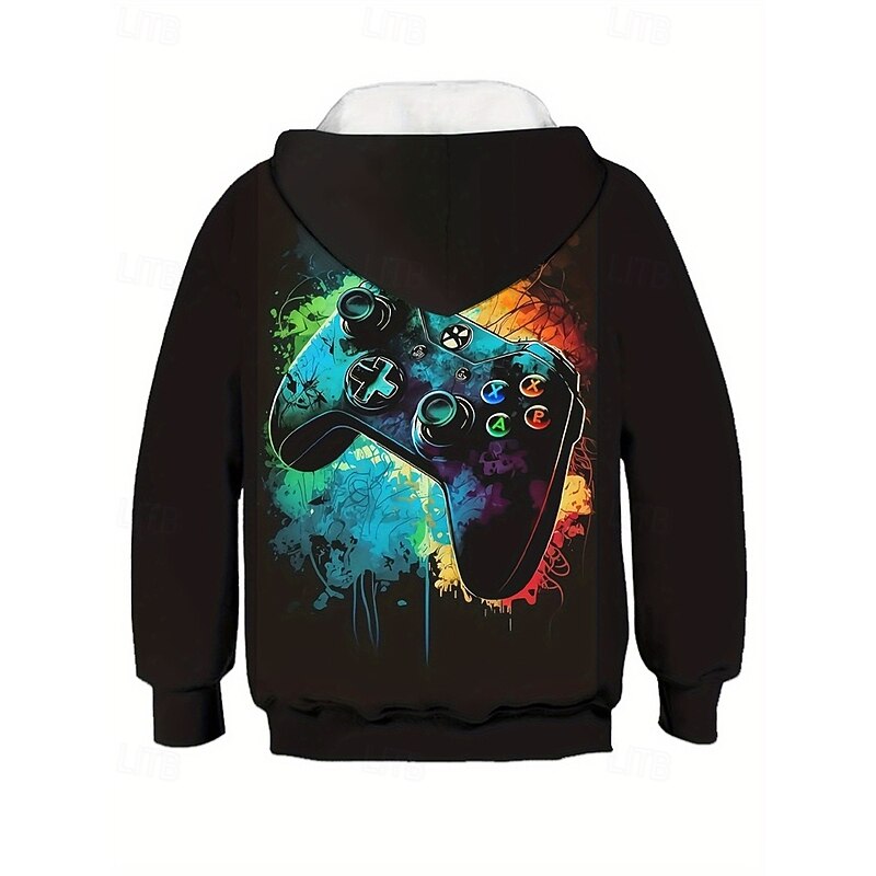 Boys 3D Graphic Game Hoodie Coat Outerwear Long Sleeve Spring Fall Fashion Streetwear Kids 4-12 Years Hooded Outdoor Casual Daily Regular Fit2