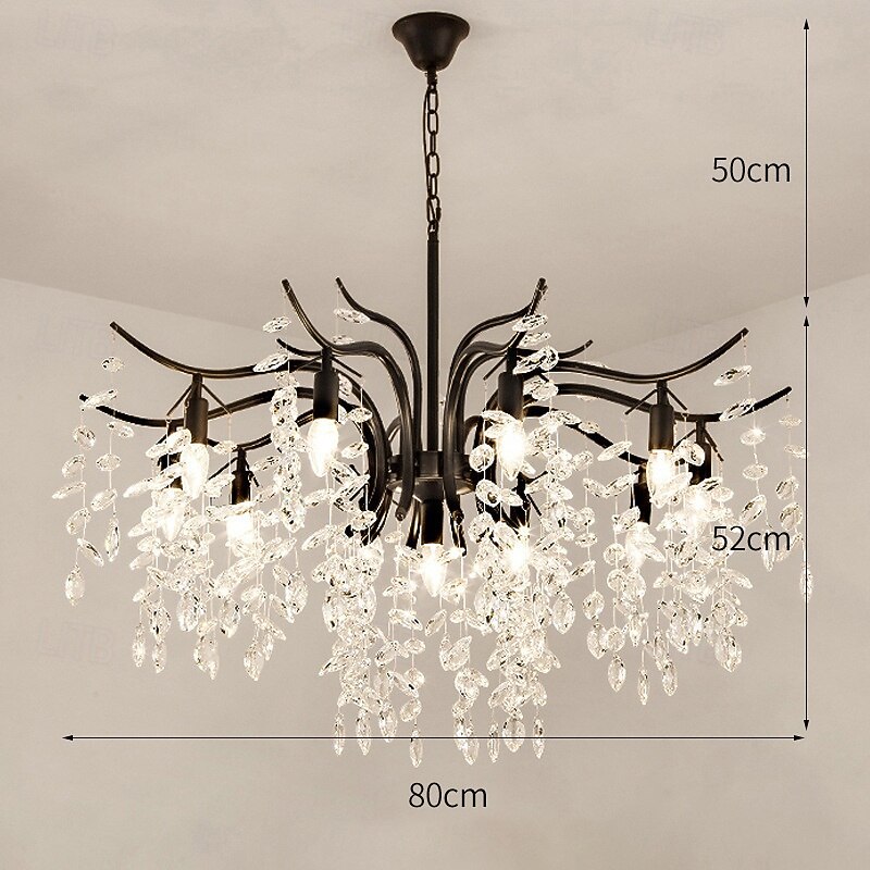 LED Modern Chandelier Lamp LED Crystal Chandeliers Gold Black Chandelier Luxury Lighting Kitchen Dining Living Room Bedroom Lamp Lustre Pendente 9-Light2