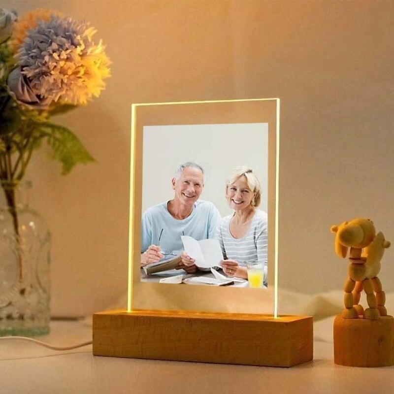 Personalized Light Up Photo Frame Custom Valentines Acrylic Night Light USB Powered Perfect for Valentin's Day Parents Memorial Gifts for Family Father Mother2