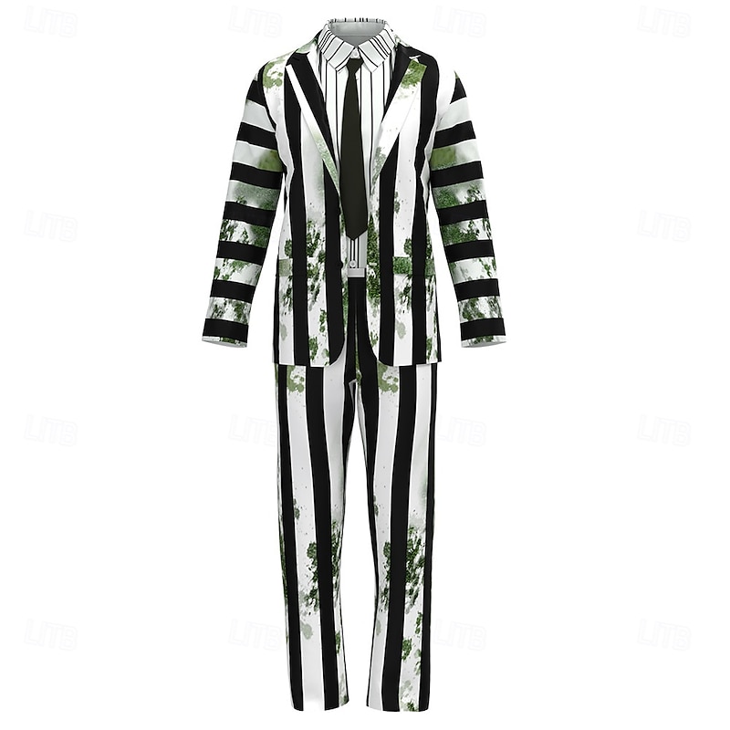 Zombie Halloween Cosplay Wigs Fancy Costume Beetlejuice Horror Movie Scary Costume Kid's Adults' Men's Boys' Carnival Performance Party Masquerade Easy Halloween Costumes Dress Up3