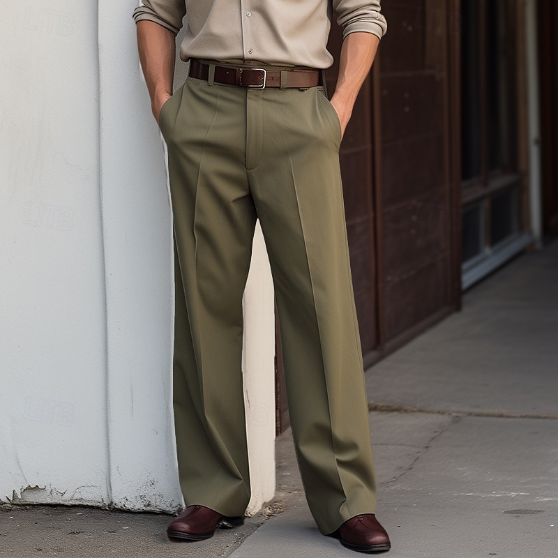 Men's Trousers Dress Pants Suit Pants Buttons Front Pocket Straight Leg Plain Comfort Soft Full Length Business Daily Holiday Fashion Chic & Modern Black White