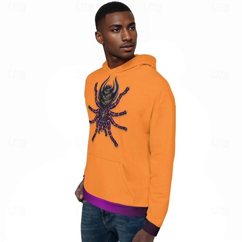 Spider Hoodie Pullover Halloween 3D Front Pocket Graphic Kings Day For Couple's Men's Women's Adults' Halloween Carnival Masquerade 3D Print Party Casual Daily2
