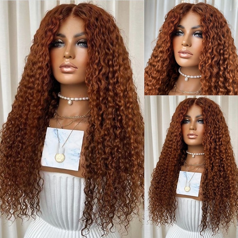 Unprocessed Virgin Hair 13x4 Lace Front Wig Free Part Brazilian Hair Curly Brown Wig 130% 150% Density with Baby Hair 100% Virgin Glueless Pre-Plucked For Women Long Human Hair Lace Wig3