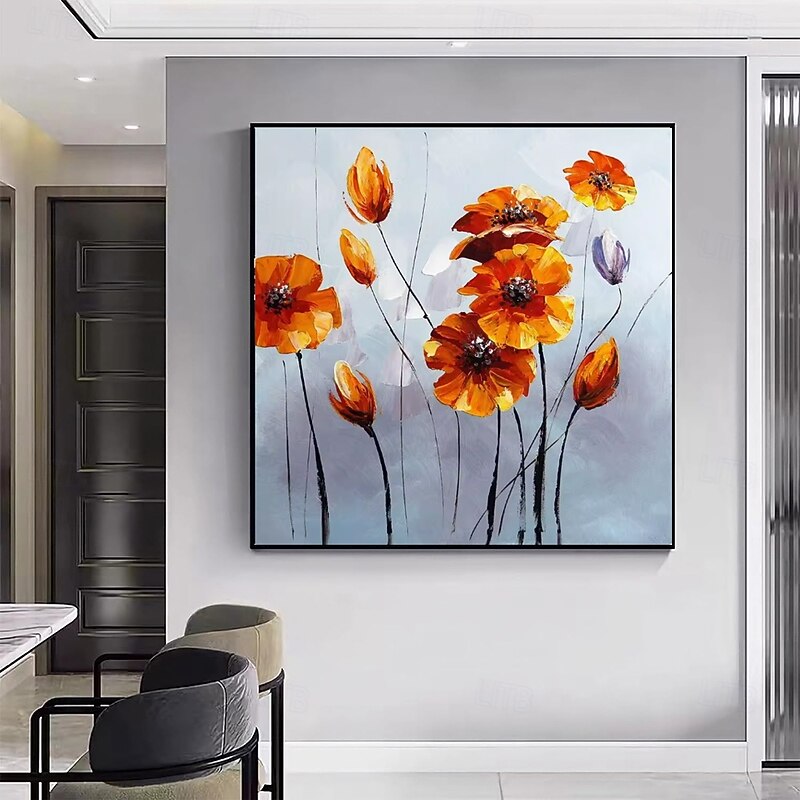 Handmade Oil Painting Canvas Wall Art Decoration Modern Little Fresh Style Flowers Plants Daisy for Home Dance Studio Decor Rolled Frameless Unstretched Painting2