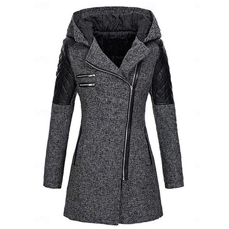 Women's Coat Trench Coat Street Daily Wear Vacation Fall Winter Long Coat Regular Fit Warm Breathable Stylish Casual Street Style Jacket Long Sleeve Plain with Pockets Black Wine Blue
