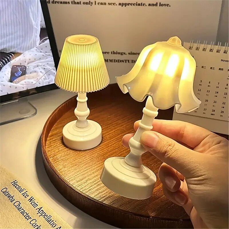 Macaron Colored Shell Flower Bud LED Desk Lamp, Bedroom & Dining Table Night Light, Simple Modern Decoration, Button Battery Powered 1PC4