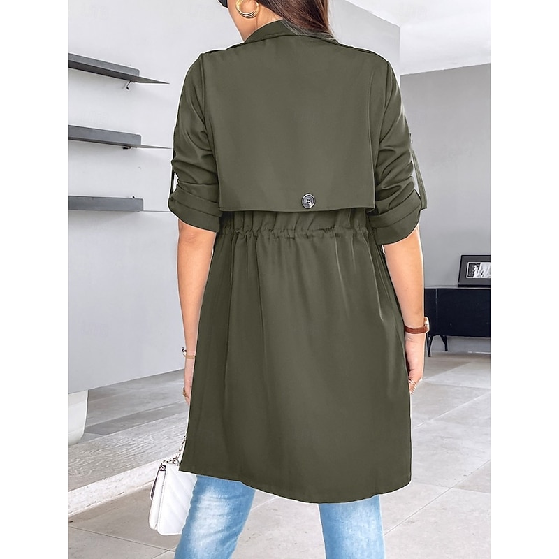 Women's Shrugs Daily Classic Long Sleeve V Neck Long Tops Work Daily Black Army Green Khaki Spring Fall Winter2