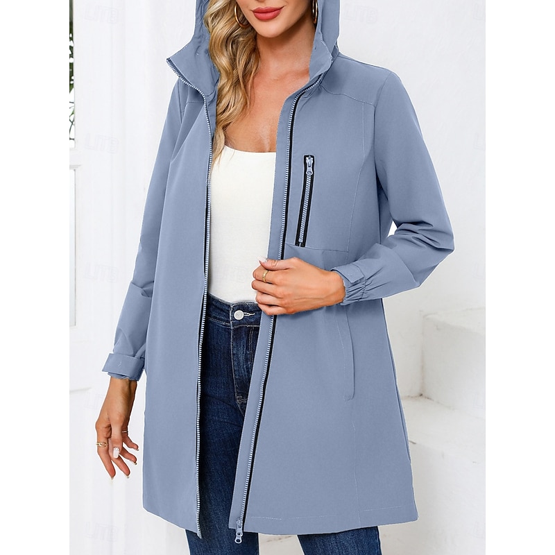 Women's Jacket Casual Jacket Work Pocket Solid Color Windproof Fashion Loose Fit Outerwear Long Sleeve Fall Black S3