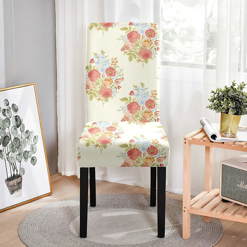 Dining Chair Cover High Back Dining Chair Cover Stool Chair Cover Geometric Printed Polyester Slipcovers