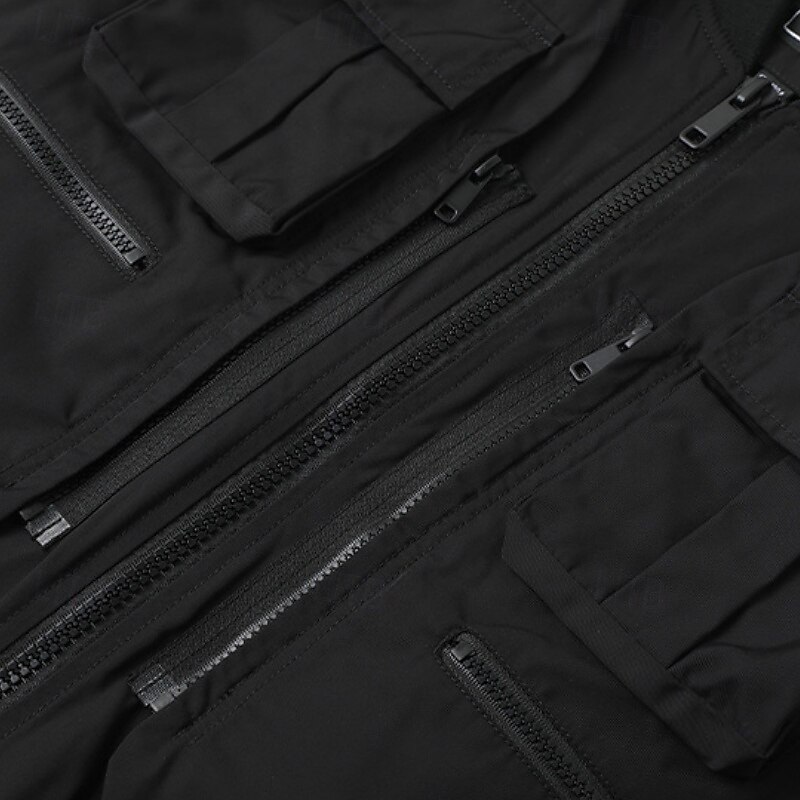 Men's Bomber Jacket Tactical Jacket Windcheater Jacket Sports Outdoor Camping & Hiking Waterproof Windbreaker Zipper Pocket Fall Winter Solid Color Active Hooded Regular Black Dark Green Khaki Jacket4