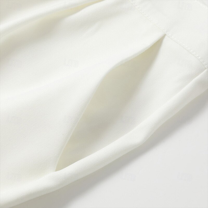 Men's Dress Pants Trousers Casual Pants Buttons Pocket Pleats Plain Comfort Soft Ankle-Length Wedding Outdoor Daily Elegant Fashion Black White Micro-elastic3