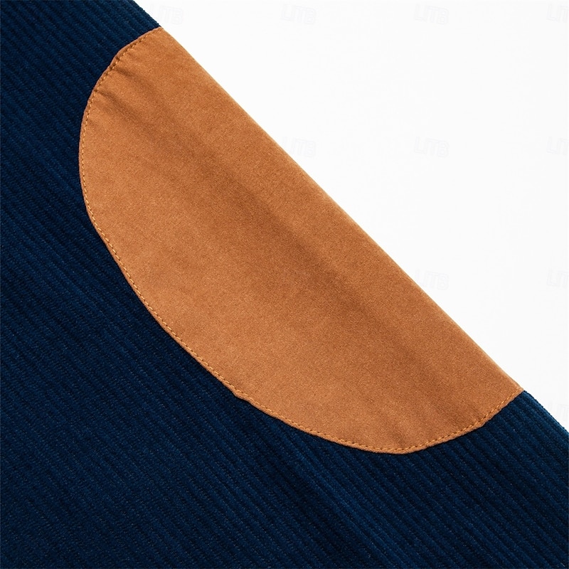 Men's Hoodie Blue Dark Green Hoodie Hooded Solid Color Color Block Lace up Vintage Style Hooded Home Sports & Outdoor Corduroy Vintage Daily Traditional / Vintage Spring Fall Clothing Apparel Hoodies3