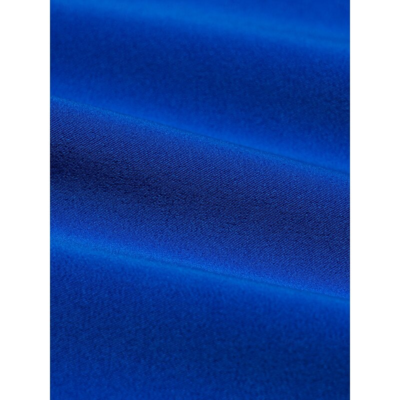 Satin Blue Sleeveless One Shoulder Ruffle Maxi Dress 9