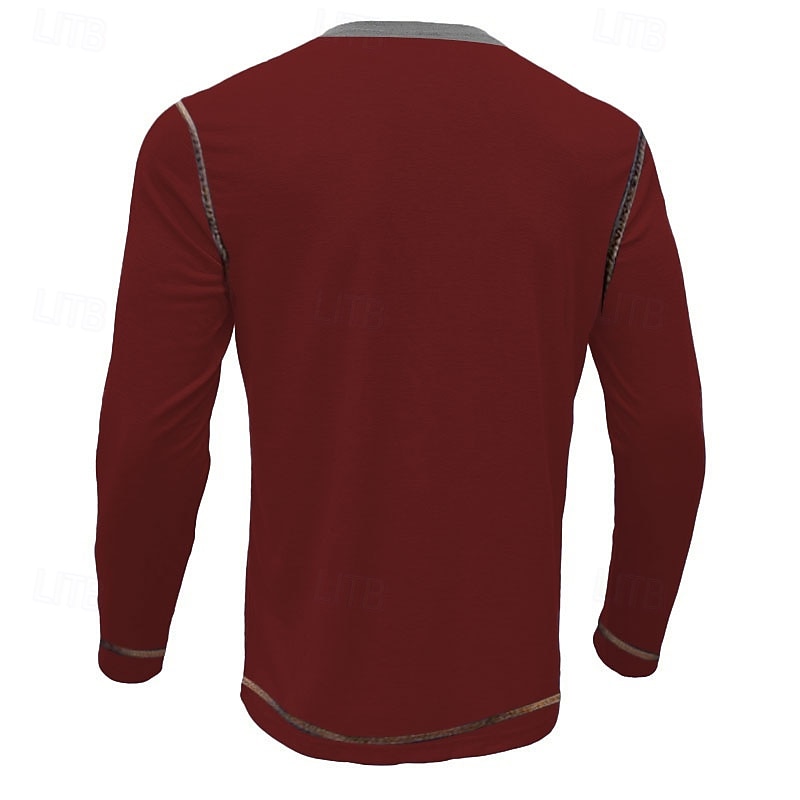 Christmas Men's Funny Christmas Henley T Shirt Letter Daily Simple Basic 3D Printing Henley Party Casual Daily Black Red Green Long Sleeve Henley Winter Spring &  Fall Clothing Apparel Normal S M L2