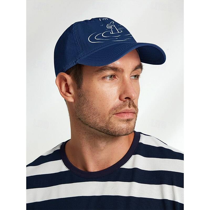 Men's Navy Blue Baseball Cap with 'I'm Fine' Graphic – Funny Embroidered Design, Adjustable Snapback for Casual Wear2