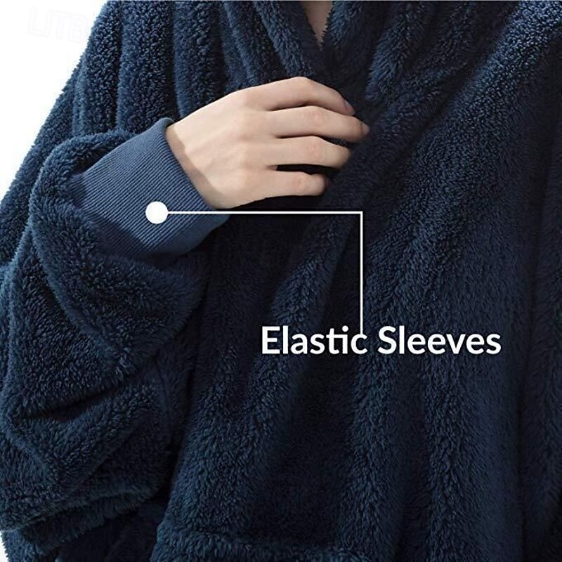 Oversized Hoodie Blanket Soft Fleece Wearable Blanket Sweatshirt Lightweight with Sleeves and Front Pocket for Women Men Plush Wrap Throw Wearable Blanket for Lounge Watching TV2