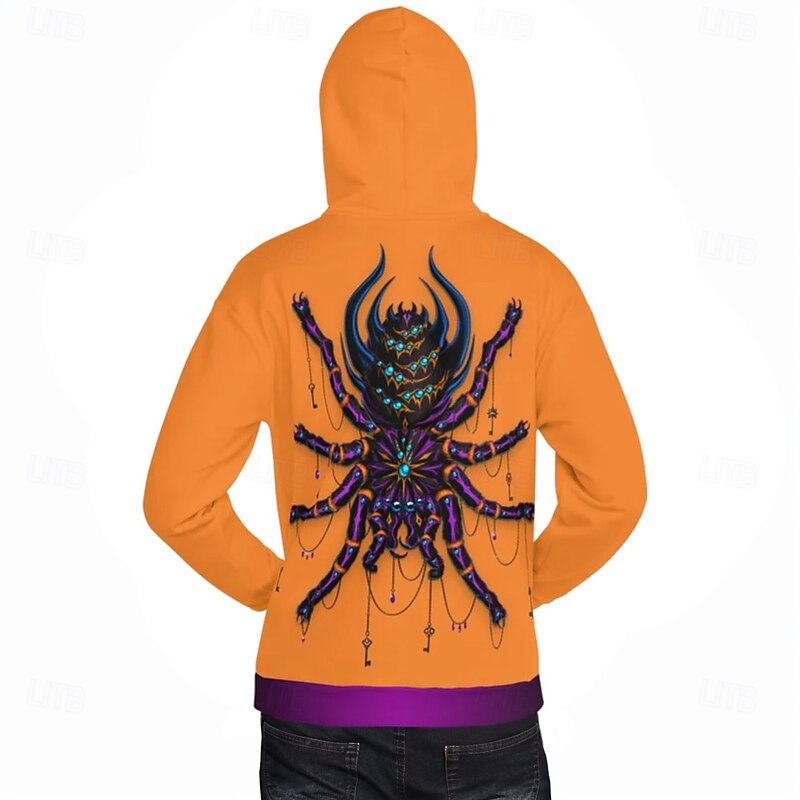 Spider Hoodie Pullover Halloween 3D Front Pocket Graphic Kings Day For Couple's Men's Women's Adults' Halloween Carnival Masquerade 3D Print Party Casual Daily4