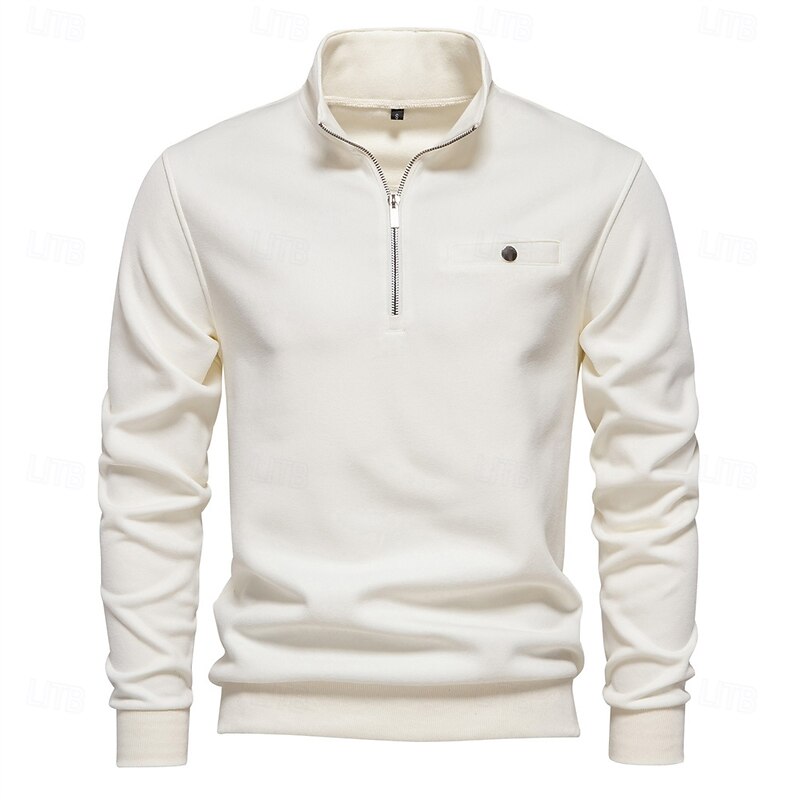 Mens Mock Neck Quarter-Zip Sweatshirts Causal Social Pocket Light Weight Stand Collar Pullover Sweatshirt for Men2