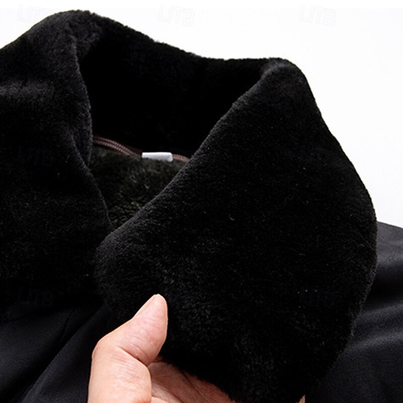 Men's Winter Coat Hiking Fleece Jacket Winter Outdoor Thermal Warm Fleece Lining Scratch Resistant Tear-resistant Outerwear Traveling Black Green3