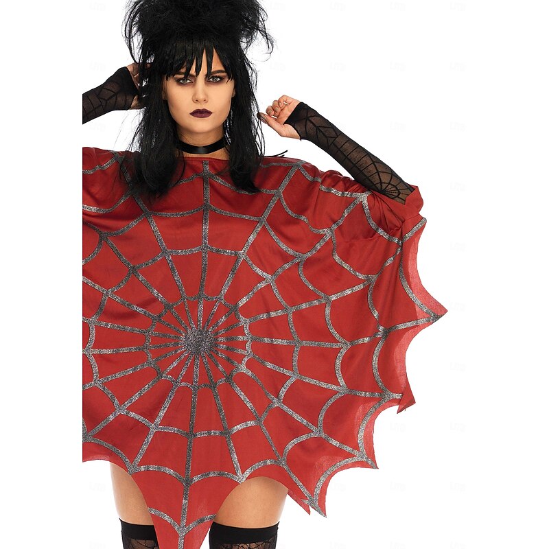 Lydia Deetz Spider Web Halloween Cape Poncho Beetlejuice Sexy Costume Adults' Women's Carnival Masquerade Party / Evening Easy Halloween Costumes Dress Up2