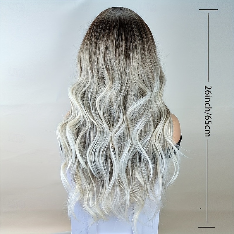 Long Wavy Wigs With Curtain Bangs For Women Synthetic Curly Wig Heat Resistant Fiber Wigs For Daily Cosplay4