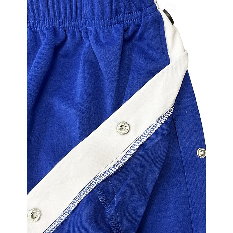 Men's Sweatpants Tear Away Pants Trousers Straight Leg Sweatpants Pocket Tear Away Side Button Plain Comfort Breathable Outdoor Daily Going out Fashion Casual Black Royal Blue4