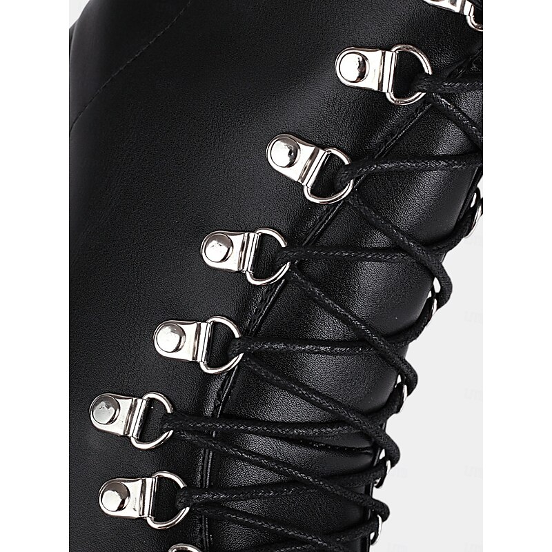 Women's Gothic Platform Lace-Up Boots with Buckle Straps and Chunky Heels – Statement Heeled Boots for Parties and Alternative Fashion4