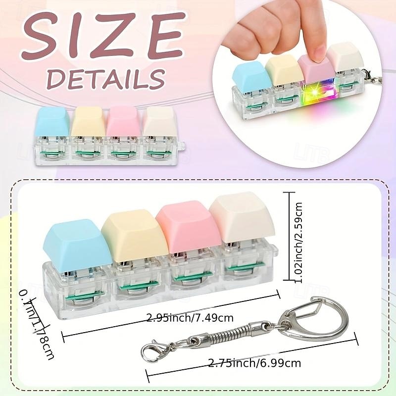 1pc LED Light Keyboard Clicker Fidget Toy - Novelty & Gag Toys Squeeze Toys for Adults with Sensory Stimulation, Funny Keychain Design, and Portable Entertainment2