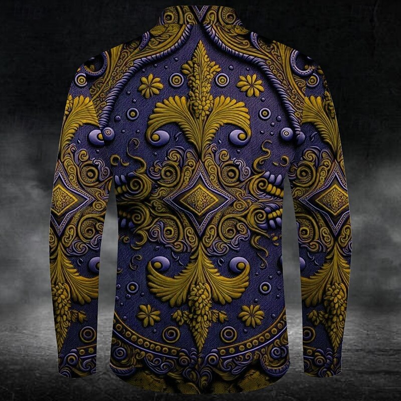 Men's 3D Print Button Up Shirt Long Sleeve Dark Daily Fall Winter Spring & Summer Shirt Collar Button Up 3D Print Yellow Red Blue4