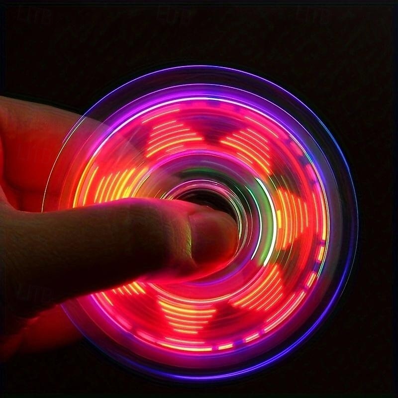 2 PCS Crystal Luminous LED Light Spinner Hand Top Spinner, Glow In Dark EDC Toy, Kinetic Gyroscope For Children, As Halloween, Christmas Gift4