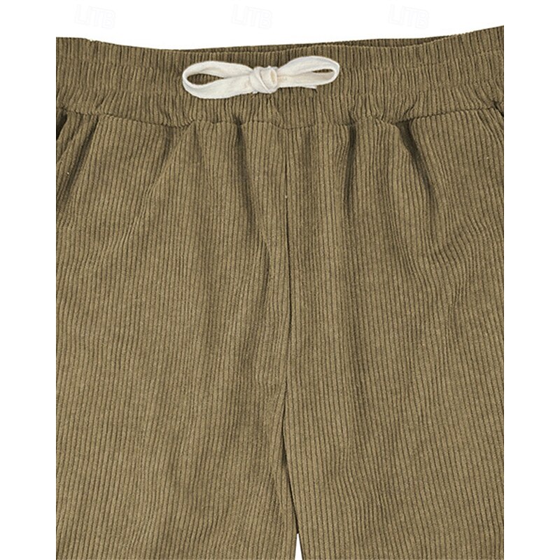 Men's Cargo Pants Corduroy Pants Trousers Cargo Sweatpants Elastic Waist Drawstring Multi Pocket Plain Wearable Outdoor Daily Camping & Hiking Fashion Classic Black Khaki2